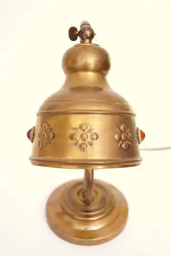 Unikat Jugendstil Shabby Tischleuchte "DWARF HAT" Messinglampe