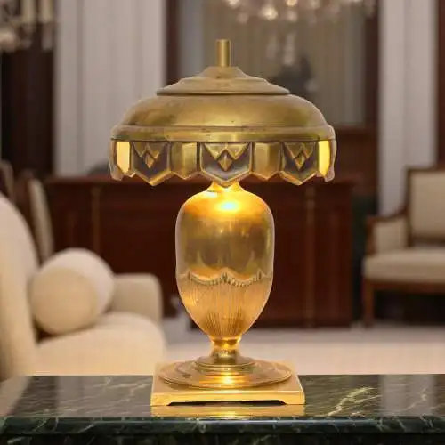 Sehr zierliche original Art Déco Tischleuchte "SALON DÈCO" 1920er Messinglampe
