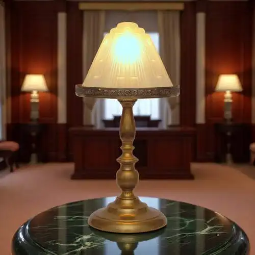 Unikat Art Déco Schreibtischleuchte "RUE BÉNODET" Messinglampe Tischlampe