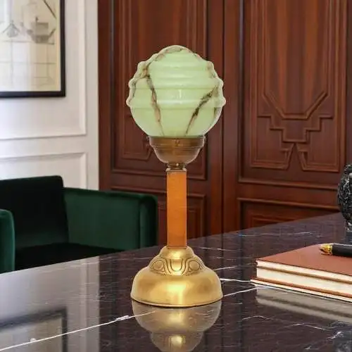 Zierliche Unikat Art Déco Tischlampe "MARSEILLAN" Tischleuchte Messinglampe