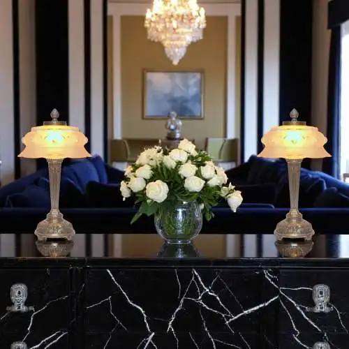 Zierliche Unikat Empire Art Déco Tischlampe "VALLON PONT DARC" 2 Stk. erhältlich