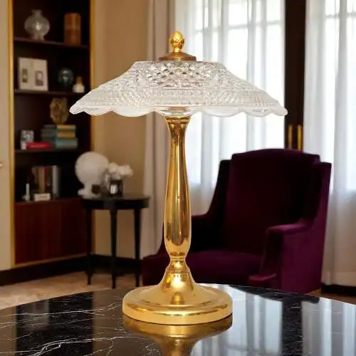 Unikat Hollywood Regency Tischleuchte "VENICE SHINE" Tischlampe Messing Design
