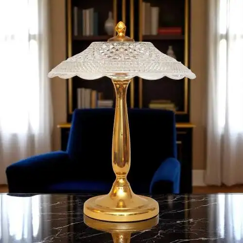 Unikat Hollywood Regency Tischleuchte "VENICE SHINE" Tischlampe Messing Design