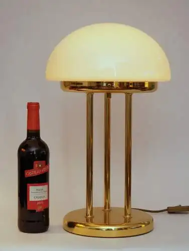 Art Déco Pilzlampe Bankerlampe "TRIPOD SAUCERS" Messinglampe Tischleuchte