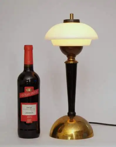 Unikat Art Déco Design Tischleuchte "BRISTOL SAUCER" Tischlampe Messinglampe