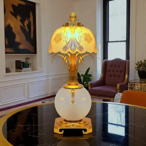 Unikat Hollywood Regency Tischleuchte "BEVERLY PALM" Einzelstück Messinglampe