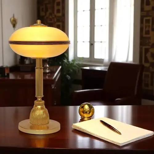Einzelstück Art Deco Design Schreibtischleuchte "OXFORD" Tischlampe Messinglampe