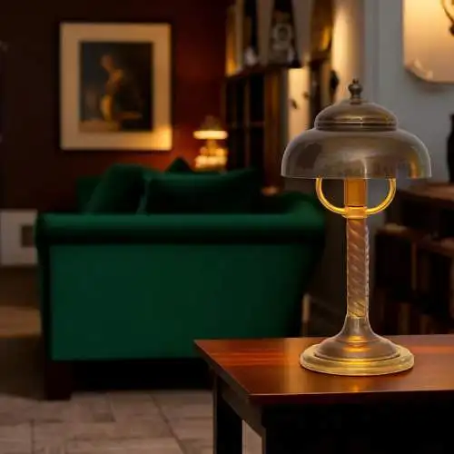 Einzelstück sehr zierliche Art Déco Design Tischleuchte "NEWCASTLE" Messinglampe