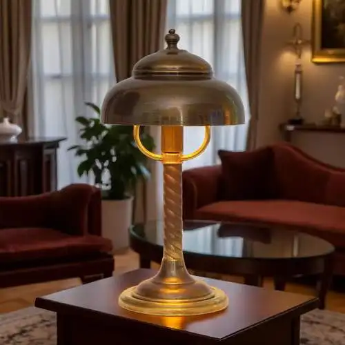 Einzelstück sehr zierliche Art Déco Design Tischleuchte "NEWCASTLE" Messinglampe