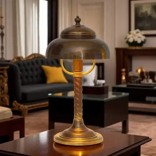 Einzelstück sehr zierliche Art Déco Design Tischleuchte "NEWCASTLE" Messinglampe