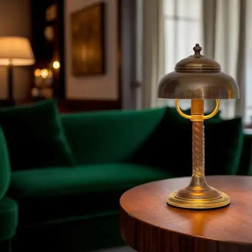 Einzelstück sehr zierliche Art Déco Design Tischleuchte "NEWCASTLE" Messinglampe