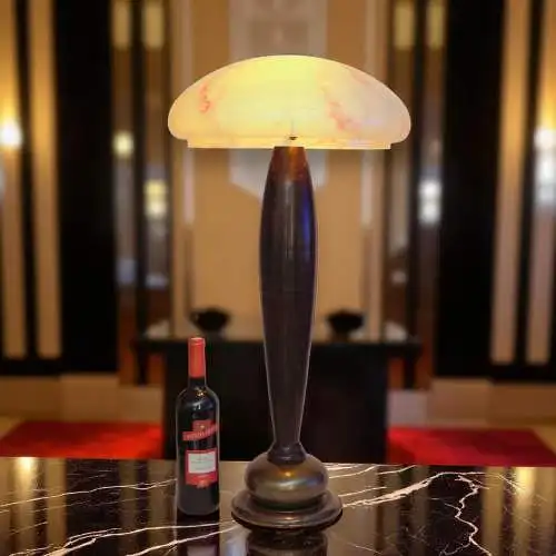 Große Art Déco Designer Tischleuchte "PURPLE MARBLE" Einzelstück Messinglampe