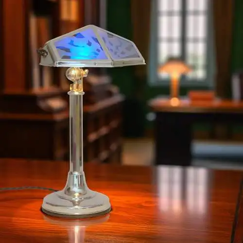 Original Art Deco Pirouett Schreibtischlampe 1920 museal mit Etikett Tischlampe