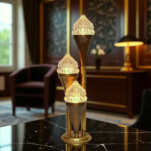 Art Deco Design Tischleuchte "UPTOWN CASCADE" Unikat Messinglampe Tischlampe
