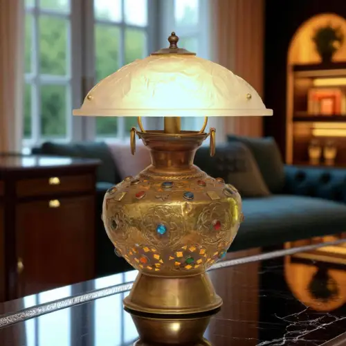 Art Deco Jugendstil Design Tischleuchte "CASABLANCA" Messinglampe Unikat