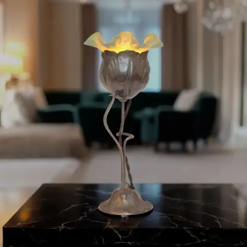 Traumhafte Art Nouveau Jugendstil Tischlampe "SILVER TULIP" Unikat Sammlerstück