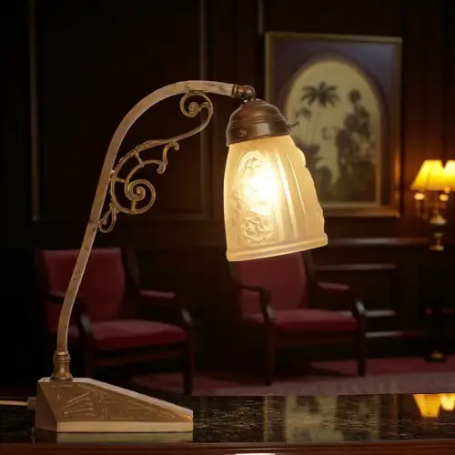 Klassische orig. Art Déco Tischlampe Klavierleuchte "NANCY" Messinglampe Bronze