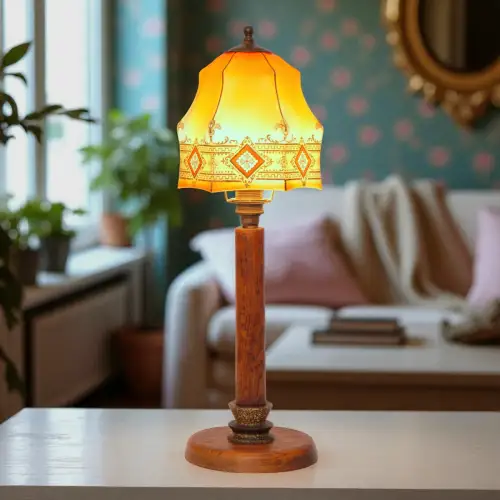 Wunderschöne original Jugendstil Art Deco Tischlampe "MUSSELIN LIGHT" 1920