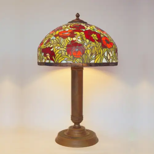 Unikat riesige Tiffany Leuchte Tischlampe "AMSTERDAM" Einzelstück Messing 80 cm