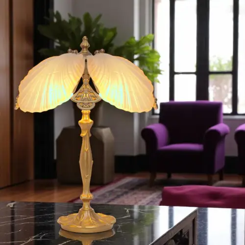 Sehr elegante Art Déco Tischlampe "BARCELONA BLOSSOM 2" Messinglampe rar