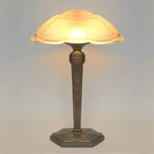 Sehr elegante Art Déco Prunkleuchte "RENNES" Unikat Einzelstück Bankerlampe