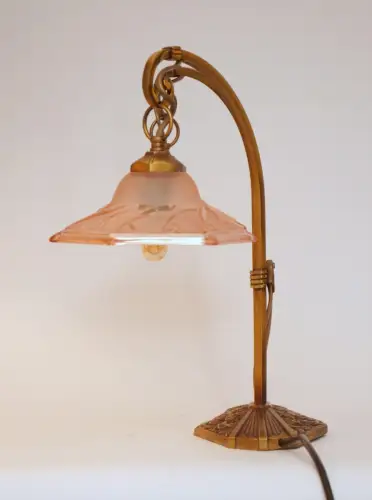 Einzigartige original Art Deco Design Tischleuchte "BLIND SIDE" Messinglampe