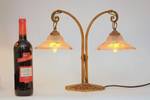 Einzigartige original Art Deco Design Tischleuchte "BLIND SIDE" Messinglampe