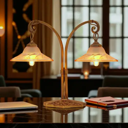 Einzigartige original Art Deco Design Tischleuchte "BLIND SIDE" Messinglampe