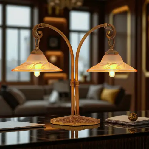 Einzigartige original Art Deco Design Tischleuchte "BLIND SIDE" Messinglampe