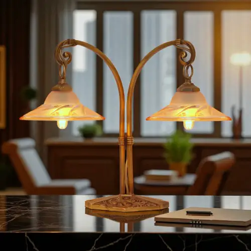 Einzigartige original Art Deco Design Tischleuchte "BLIND SIDE" Messinglampe