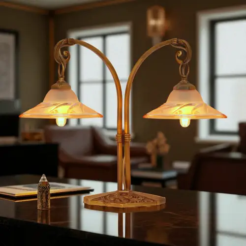 Einzigartige original Art Deco Design Tischleuchte "BLIND SIDE" Messinglampe