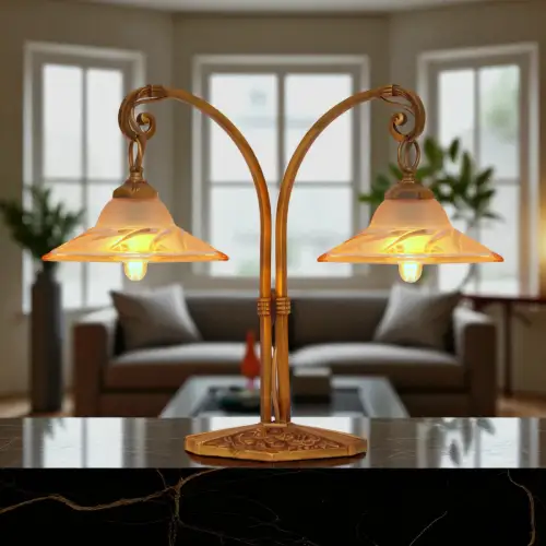 Einzigartige original Art Deco Design Tischleuchte "BLIND SIDE" Messinglampe