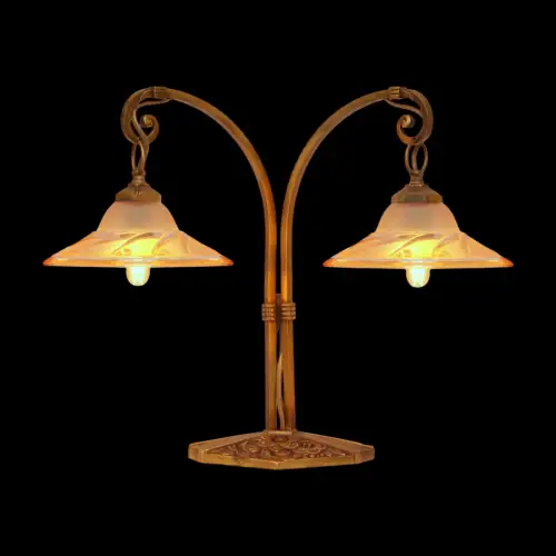 Einzigartige original Art Deco Design Tischleuchte "BLIND SIDE" Messinglampe