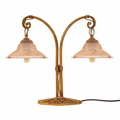 Einzigartige original Art Deco Design Tischleuchte "BLIND SIDE" Messinglampe