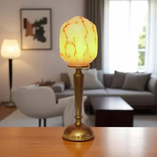 Design Art Deco Tischleuchte "BOSTON SPHERE" Messinglampe Unikat Tischlampe
