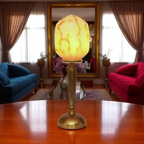 Design Art Deco Tischleuchte "BOSTON SPHERE" Messinglampe Unikat Tischlampe