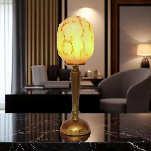 Design Art Deco Tischleuchte "BOSTON SPHERE" Messinglampe Unikat Tischlampe