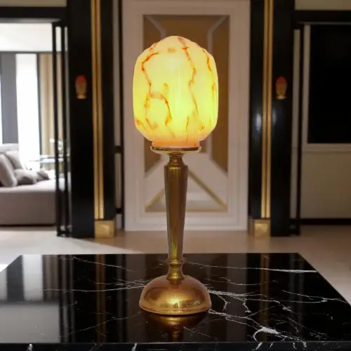 Design Art Deco Tischleuchte "BOSTON SPHERE" Messinglampe Unikat Tischlampe
