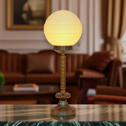 Design Art Deco Schreibtischleuchte "SATURN BASEMENT" Design Unikat Messinglampe