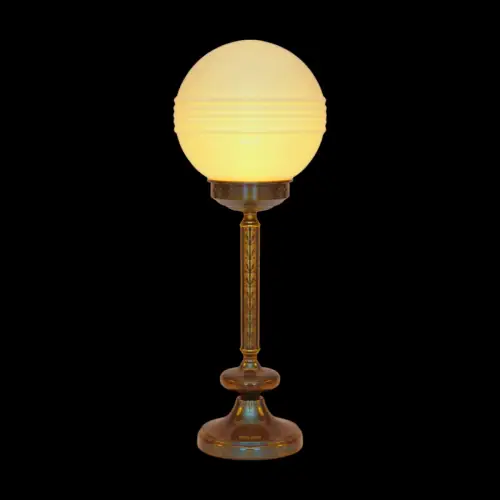 Design Art Deco Schreibtischleuchte "SATURN BASEMENT" Design Unikat Messinglampe