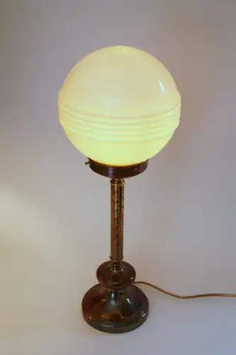 Design Art Deco Schreibtischleuchte "SATURN BASEMENT" Design Unikat Messinglampe