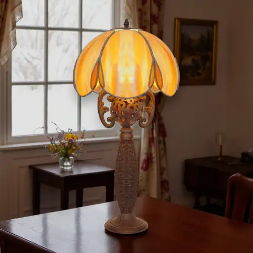 Sehr große Landhaus Tischleuchte "BRIGHTON MANOR" Tiffany Tischlampe Unikat