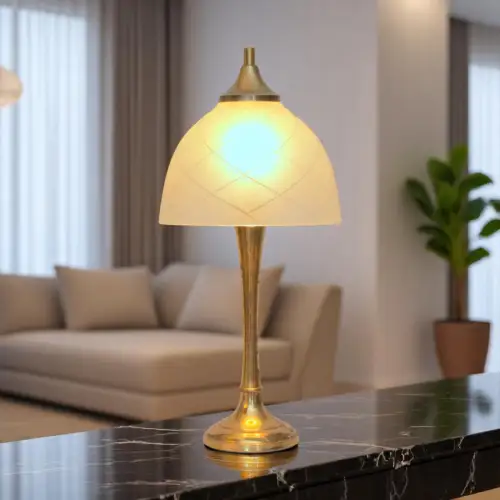 Design Unikat Art Déco Tischleuchte "DAHLHAUSEN" Messinglampe Tischlampe