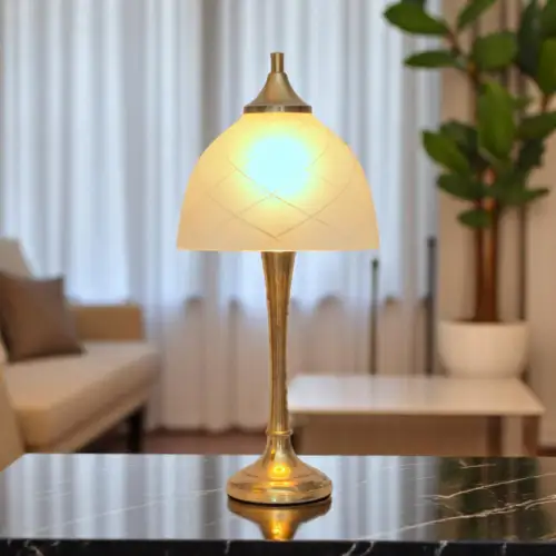 Design Unikat Art Déco Tischleuchte "DAHLHAUSEN" Messinglampe Tischlampe
