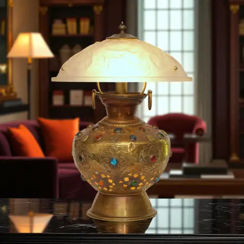 Art Deco Jugendstil Design Tischleuchte "CASABLANCA" Messinglampe Unikat