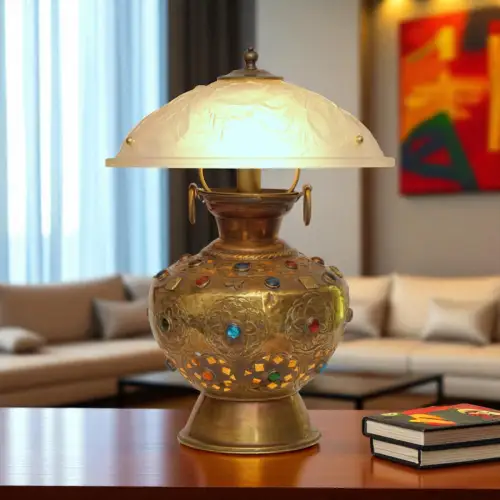 Art Deco Jugendstil Design Tischleuchte "CASABLANCA" Messinglampe Unikat