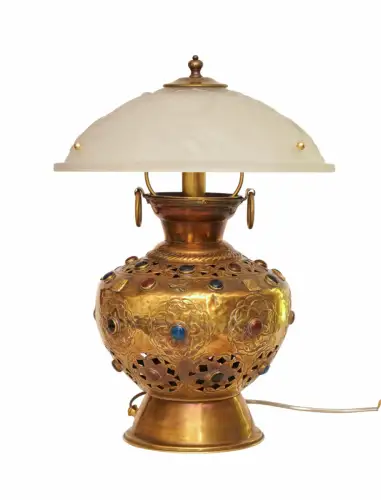 Art Deco Jugendstil Design Tischleuchte "CASABLANCA" Messinglampe Unikat