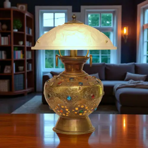 Art Deco Jugendstil Design Tischleuchte "CASABLANCA" Messinglampe Unikat