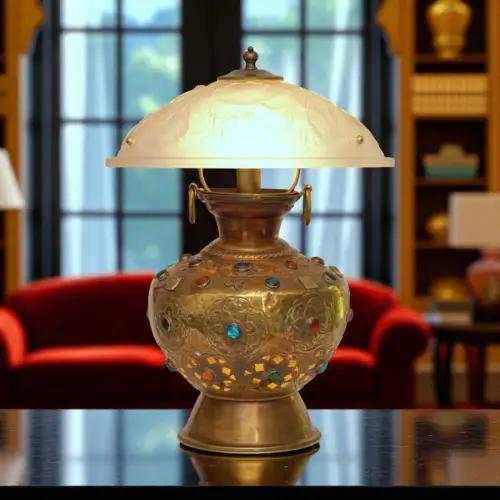 Art Deco Jugendstil Design Tischleuchte "CASABLANCA" Messinglampe Unikat