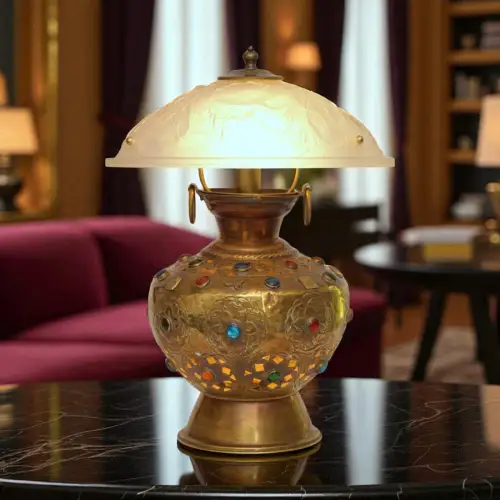 Art Deco Jugendstil Design Tischleuchte "CASABLANCA" Messinglampe Unikat